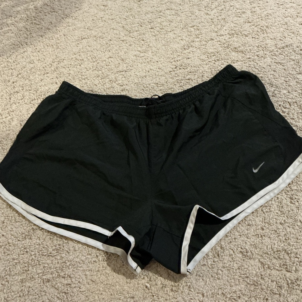 Nike Black Athletic Running Shorts White Trim Dri Fit XL Activewear Gym Casual